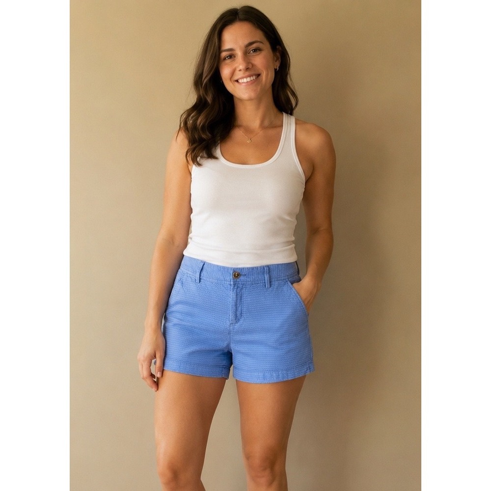 Lilly Pulitzer Blue Textured Shorts Coastal Preppy‎ Resort Summer Size 12